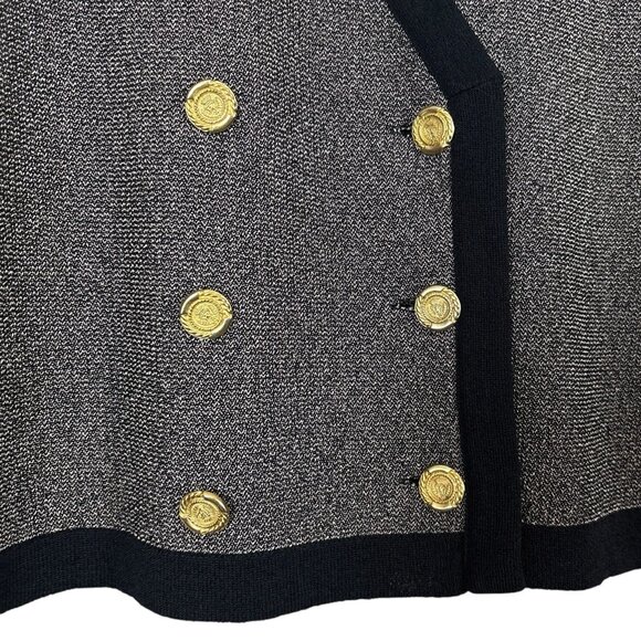 Vtg Castleberry Knit Buttoned Cardigan Sweater Jacket Gray Black Gold Size 16 - Picture 3 of 8